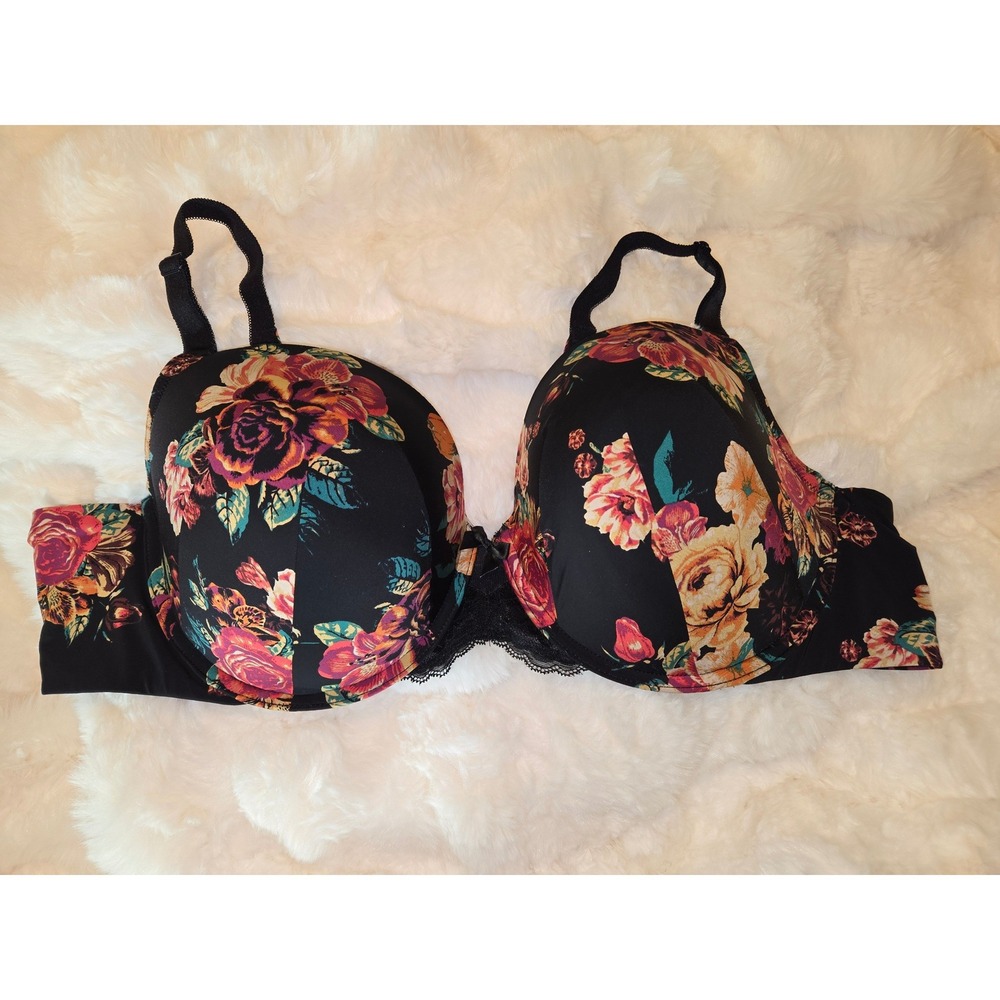 Torrid Curve 360 Back Smoothing Floral Underwire T-Shirt Bra Black 46B 15059392